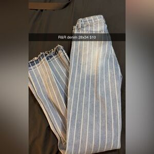 R&R Denim Women's Blue Striped Boot Cut Jeans